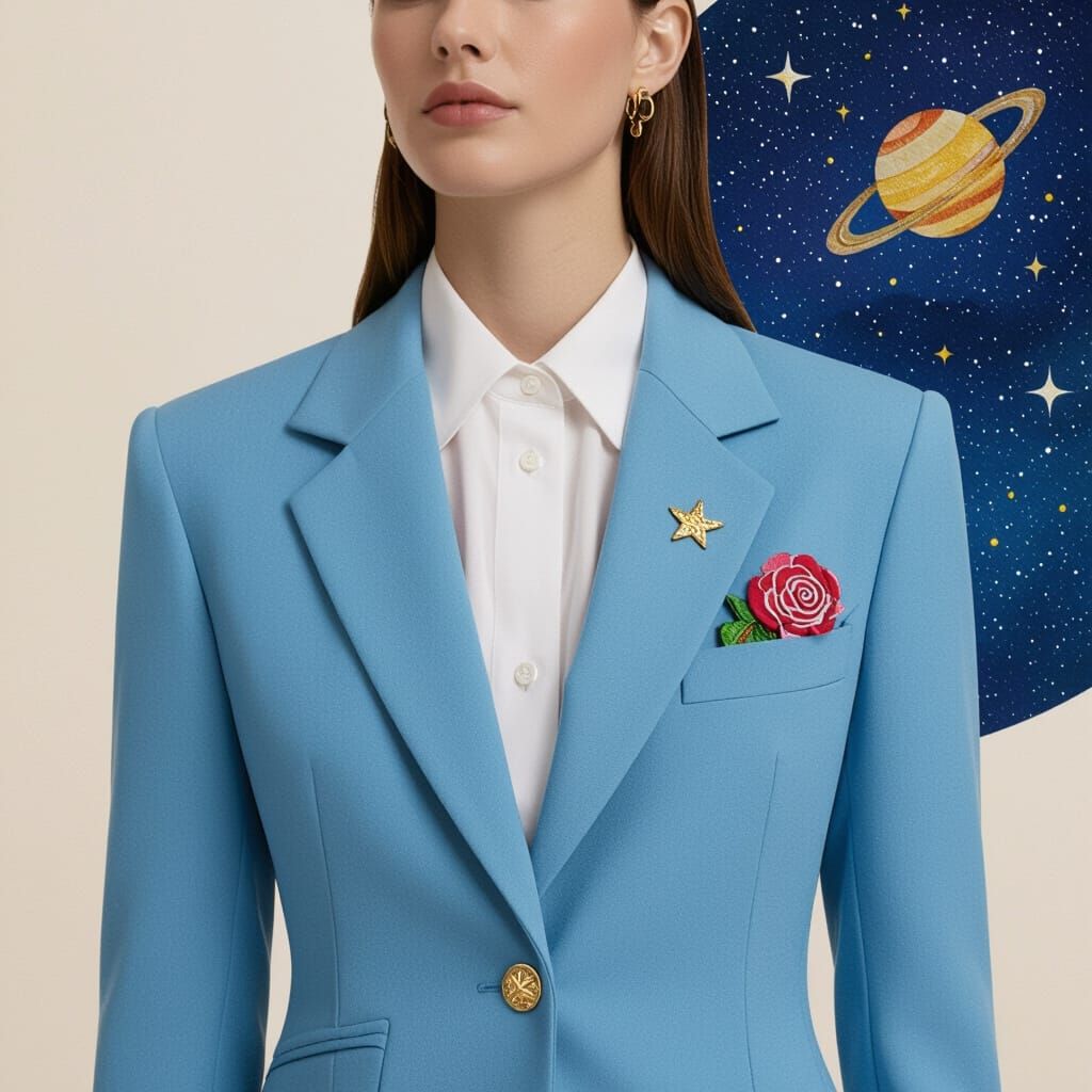 Deconstructed Little Prince Blazer with Star and Rose Detail...