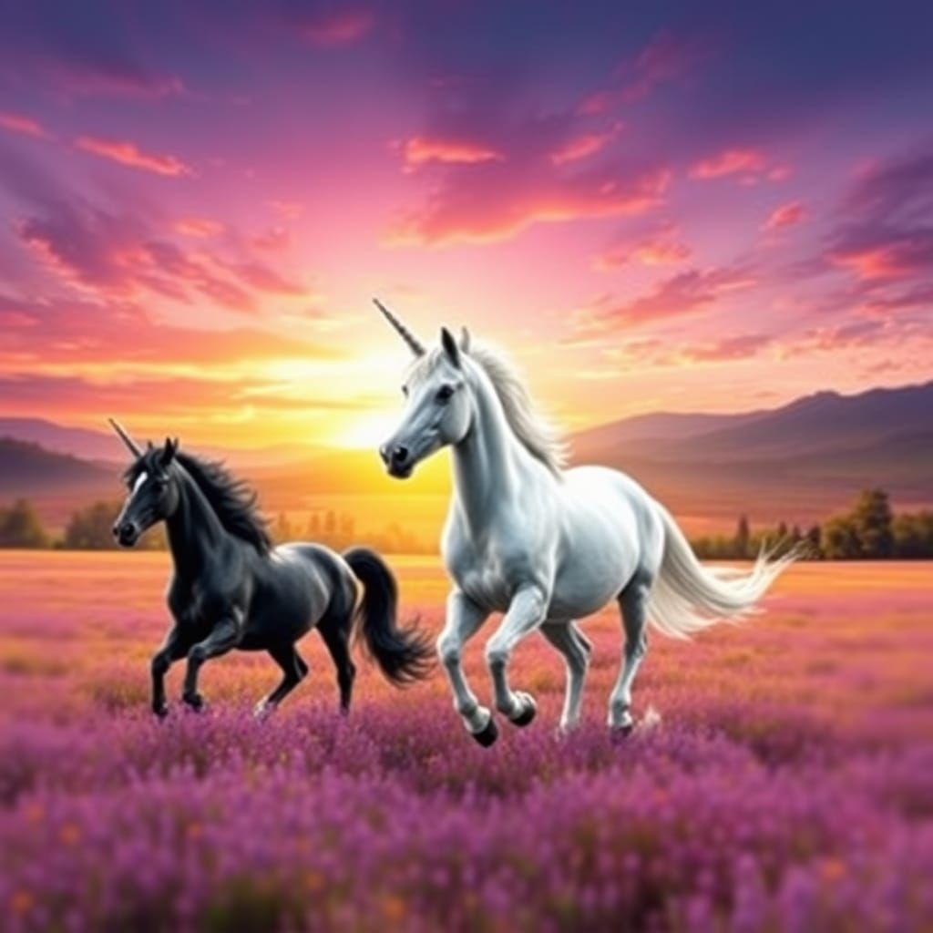 Majestic Unicorns Soar Through Vibrant Landscape in Fantasy ...