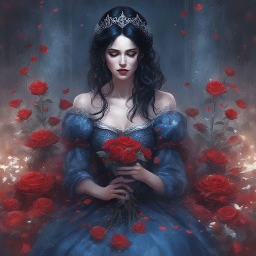 Gothic Snow White Crying Alone in Royo Style