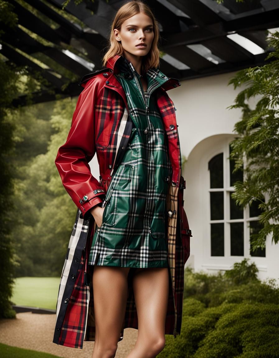 Upside-Down Burberry with Tartan Bikini Fashion