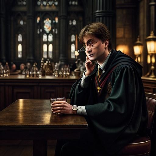 Hyperrealistic Harry Potter with Stella Artois