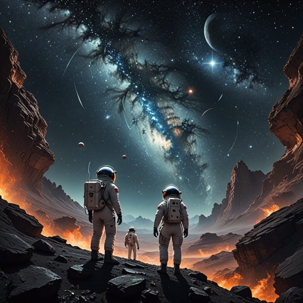 Astronauts Exploring Space and New Worlds