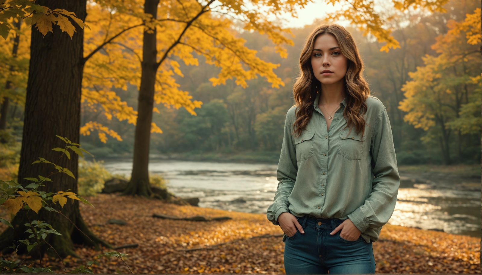 Dramatic Portrait of Young Woman in Cinematic Style