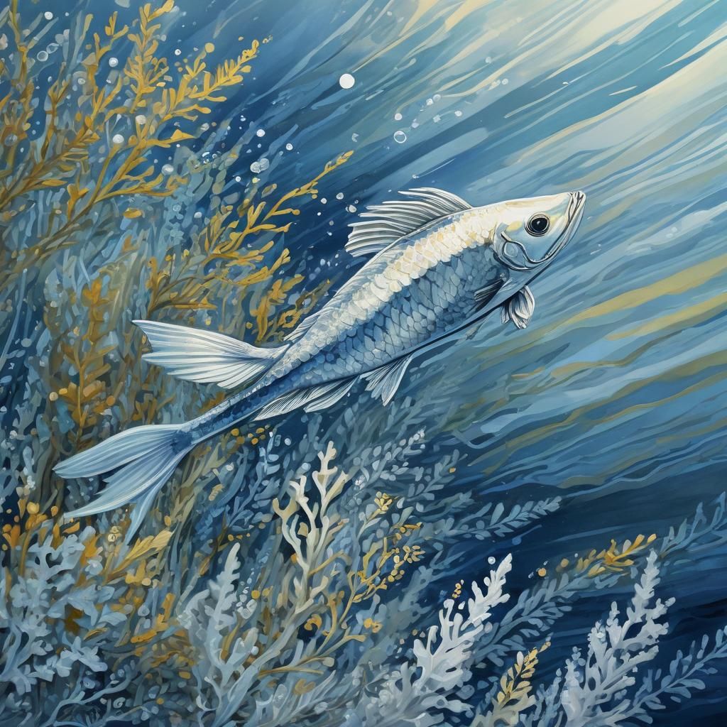 Whimsical Diving Leptocleidus in a Sunny Sea