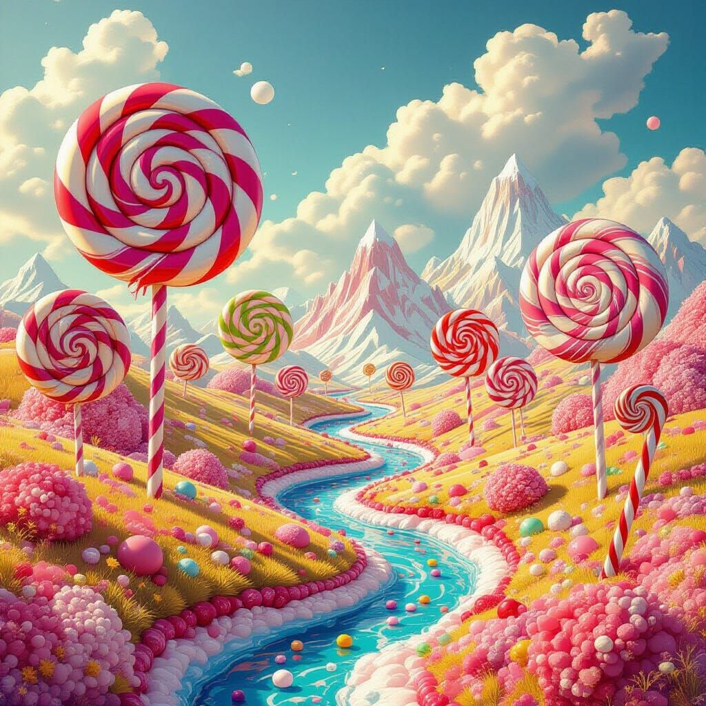 Whimsical Dessert Landscape in Pop Surrealist Style
