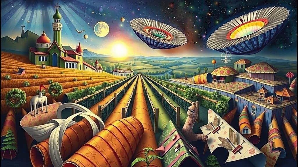 Hundertwasser-Inspired Origami Sculpture in Soft Focus