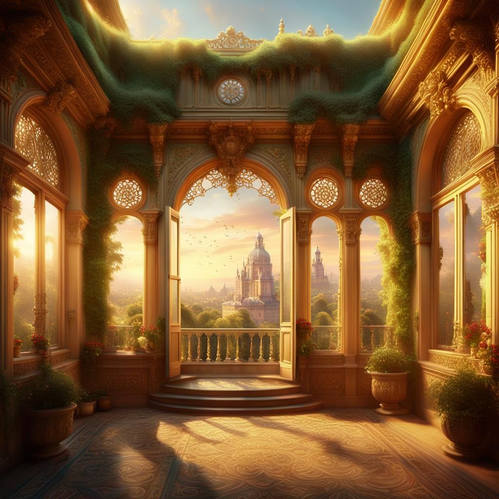 Baroque Terrace Overlooking Lush Gardens