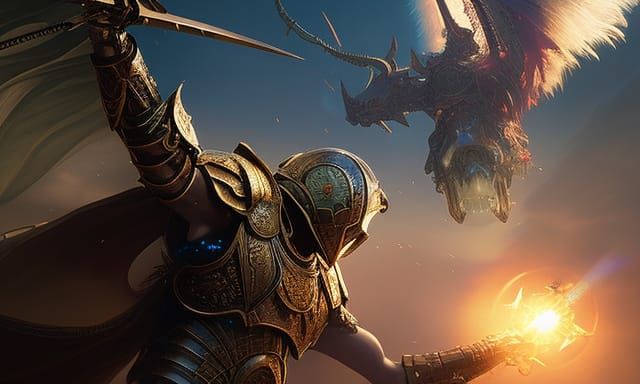 Skeleton Warrior in Armor Bathed in Light