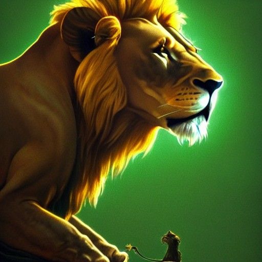 Lion Portrait in Art Nouveau Style