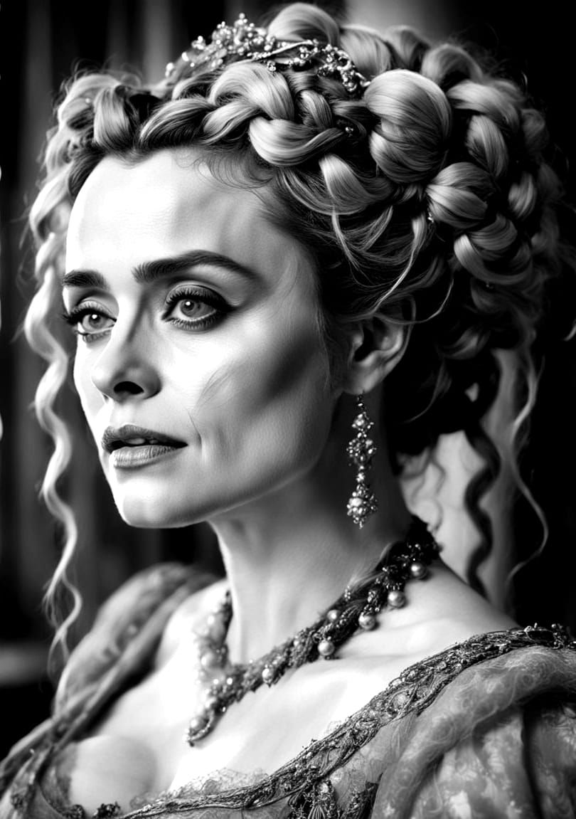 Ophelia Portrait with Dramatic Lighting and Golden Accents