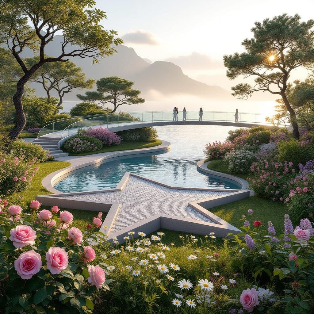 Timeless Garden Island Amidst Ocean Mist