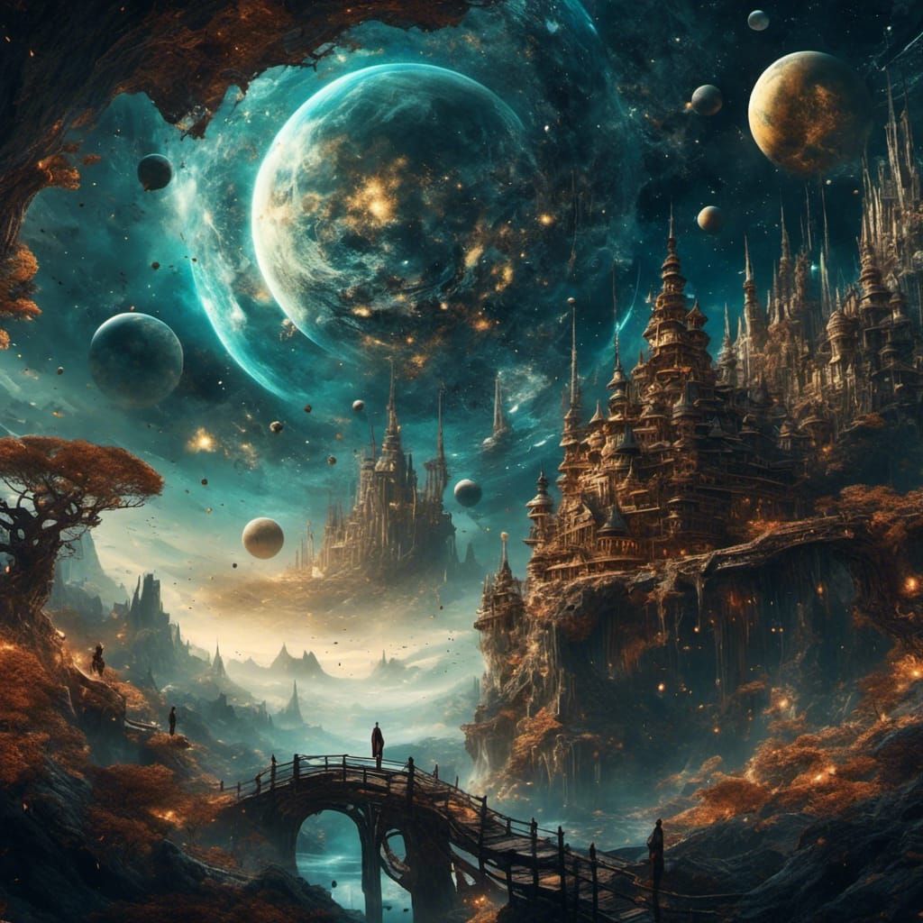 Meditative Space Scene in Hyperrealistic Style