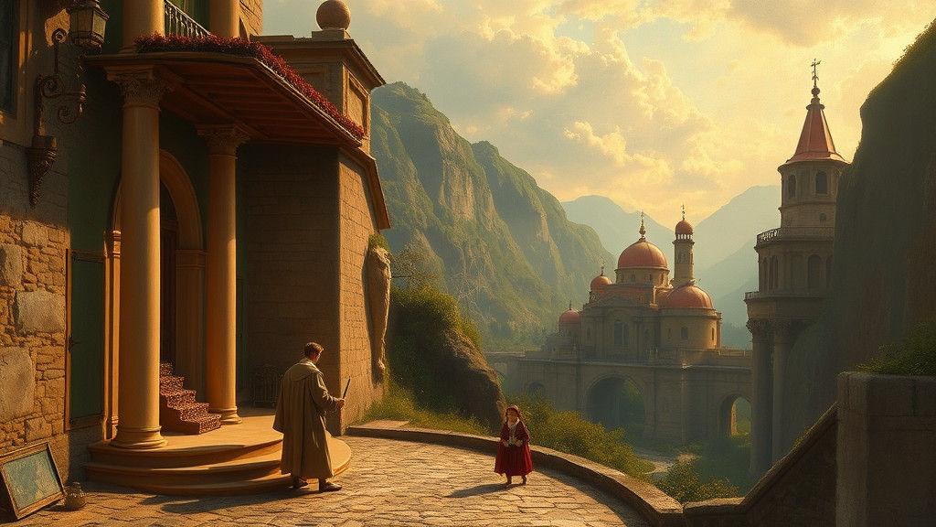 Renaissance-Inspired Oil Painting in Golden Light