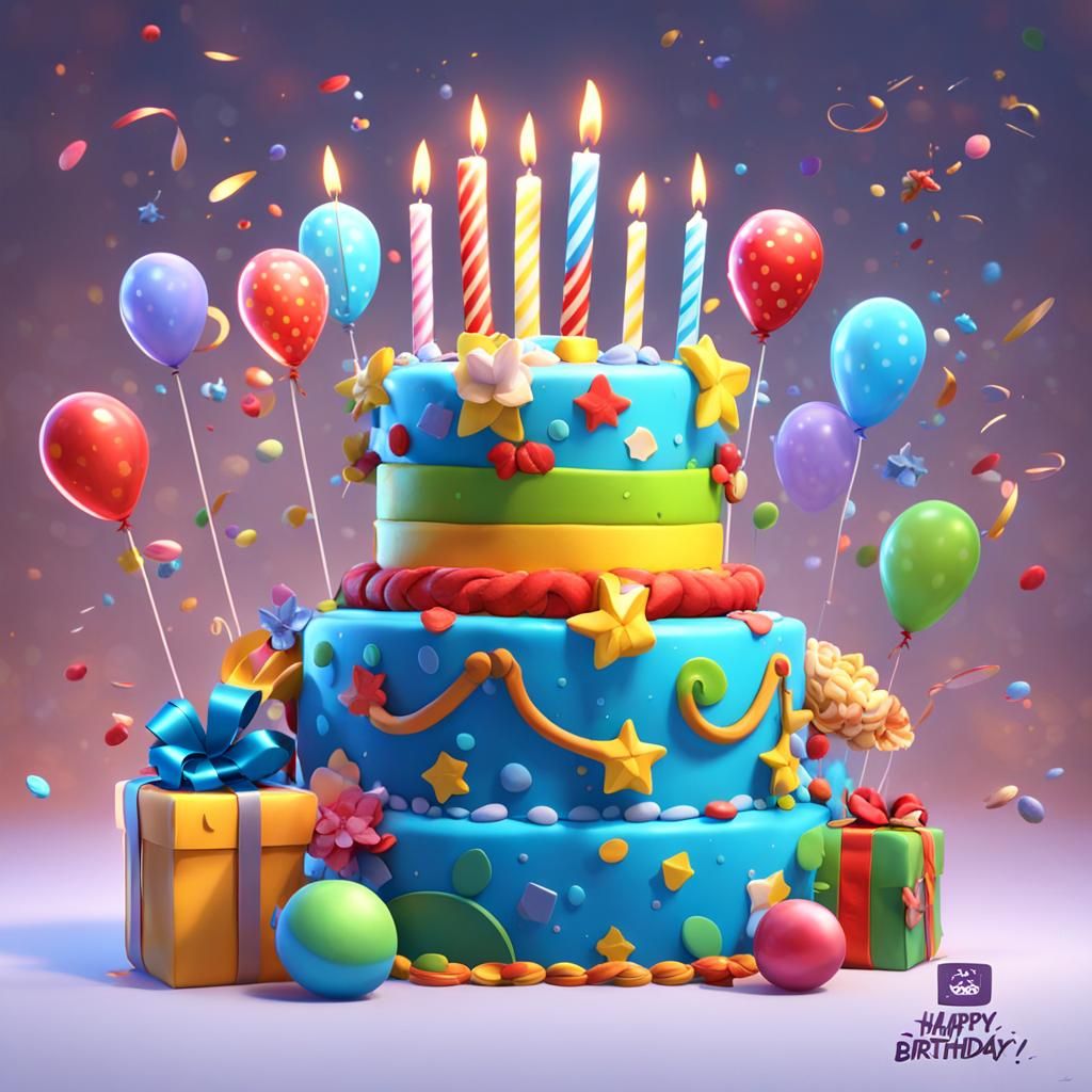 Joyful Birthday Celebration in Pixar 3D Style