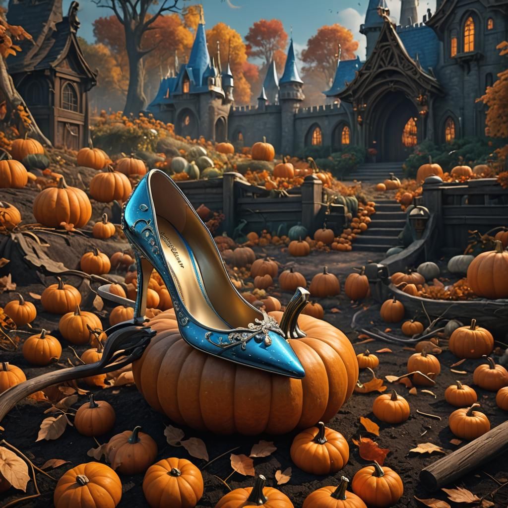 Glass Slipper on Pumpkin: Fantasy Concept Art