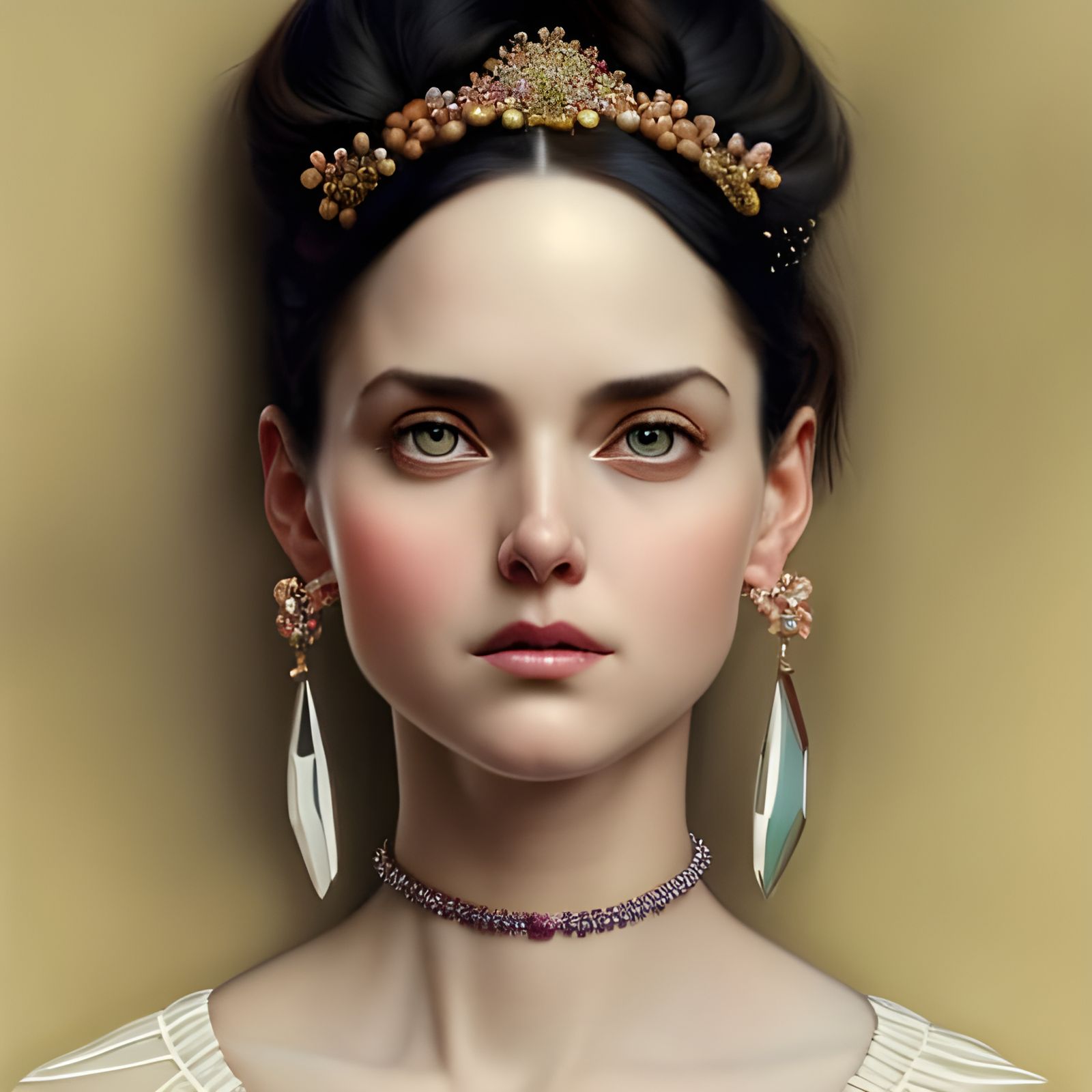 Hyperrealistic Portrait of a Gorgeous Woman in Blouse