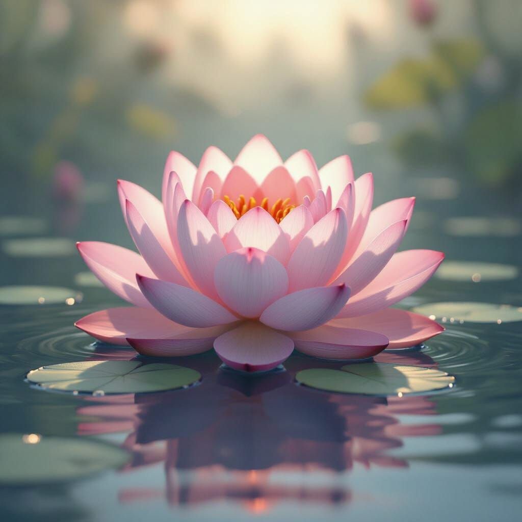 Serene Lotus Flower Floating on Water