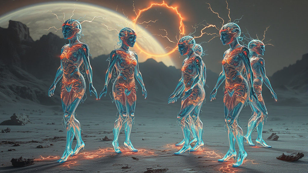 Surreal Steampunk Sculptures on Barren Alien Planet