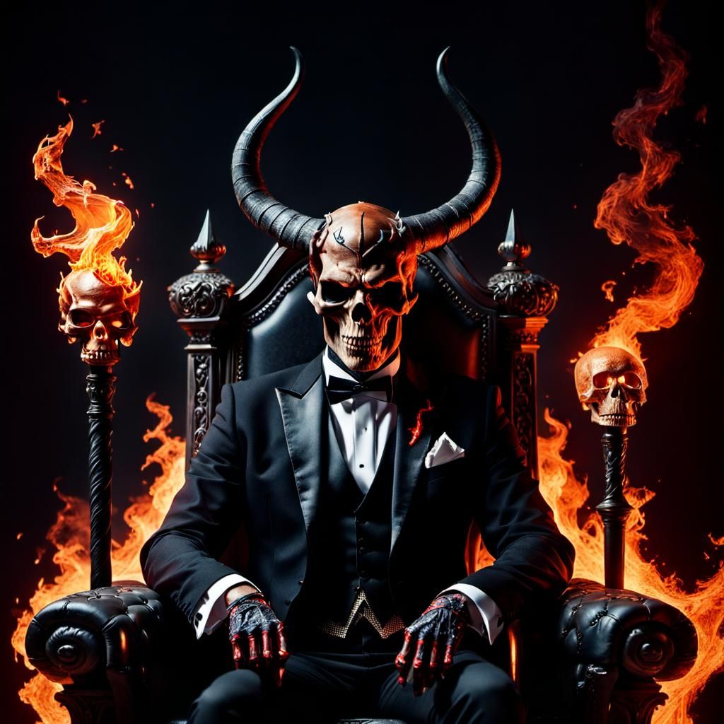 Devil in Tuxedo with Fiery Staff