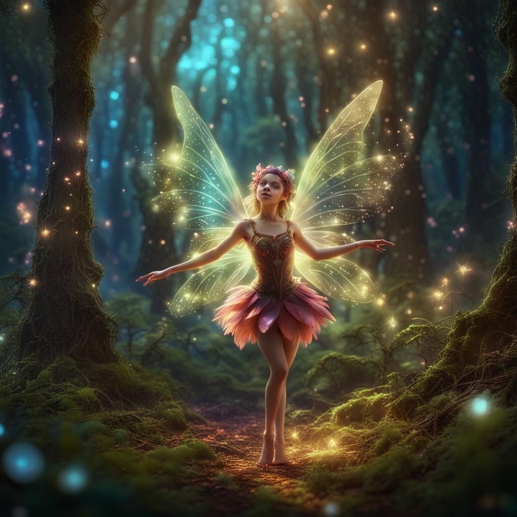 Enchanted Forest Fairy Dance in Bioluminescent Light