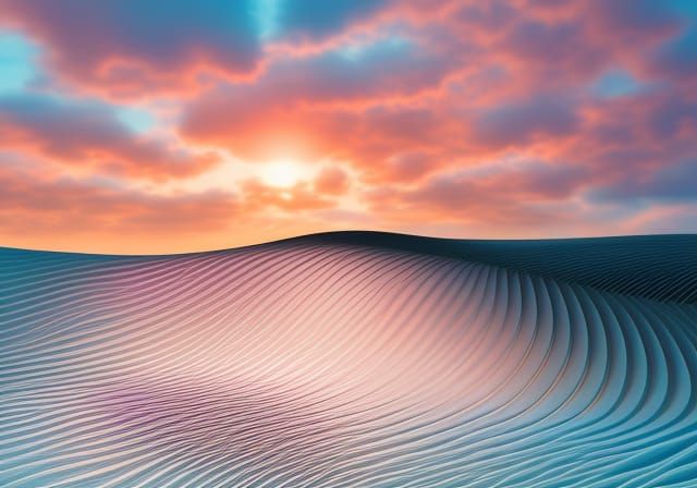 Abstract Purple Beachscape with Vector Fractals