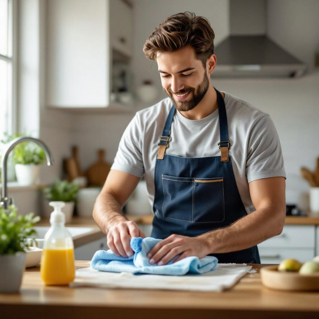 Photorealistic Man Demonstrates Household Life Hack