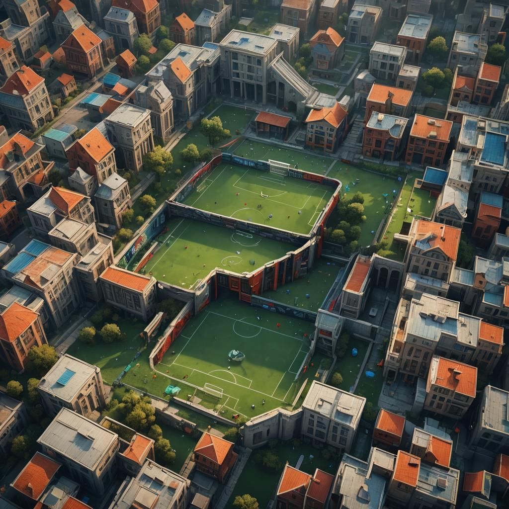 Detailed Soccer Game in Fantasy Concept Art