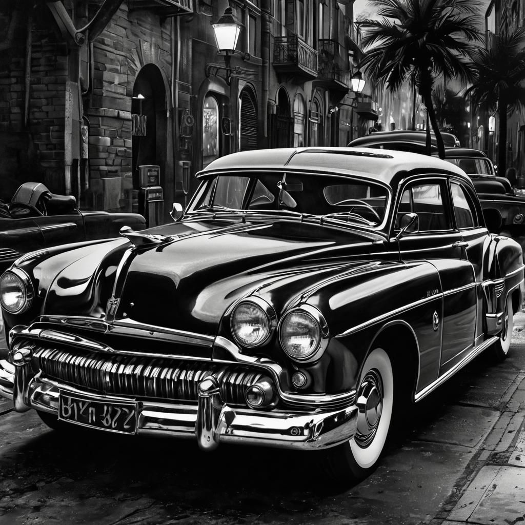 Vintage Car in Film Noir Style Still Life