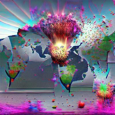 Dramatic Image of Earth Exploding