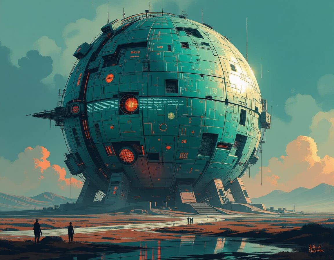 Teslapunk Stanford Torus in Glitchcore Alcohol Ink Style