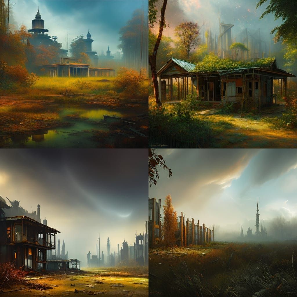 Desolate Chernobyl Ruins in Detailed Digital Painting