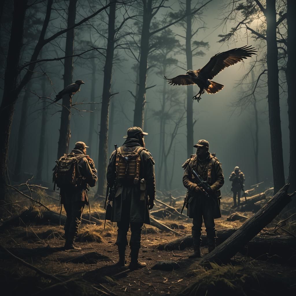 Winged Hunters in Dramatic Cinematic Darkness