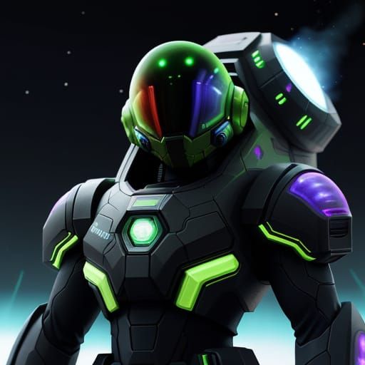 Samus in Neon Plasma Space Suit: Sci-Fi Art