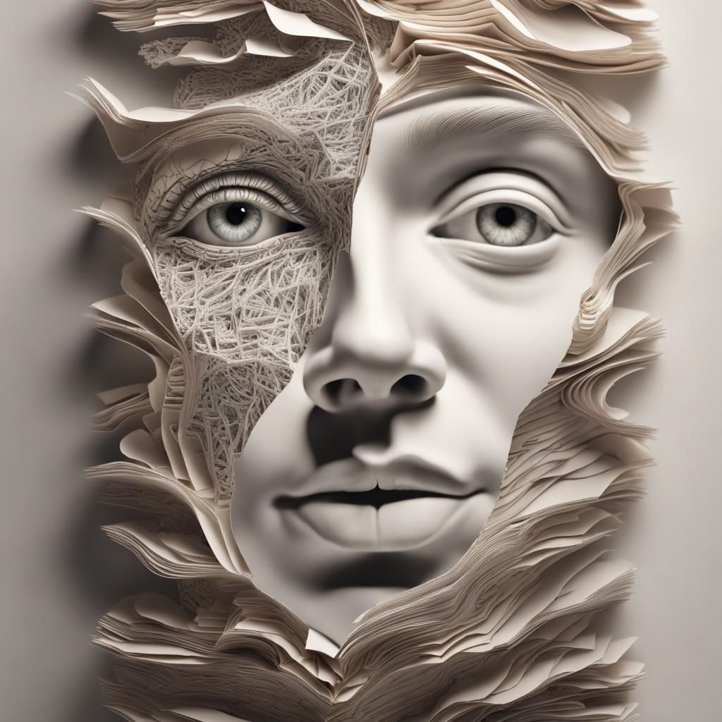 Surreal Face Becomes an Open Book Portrait