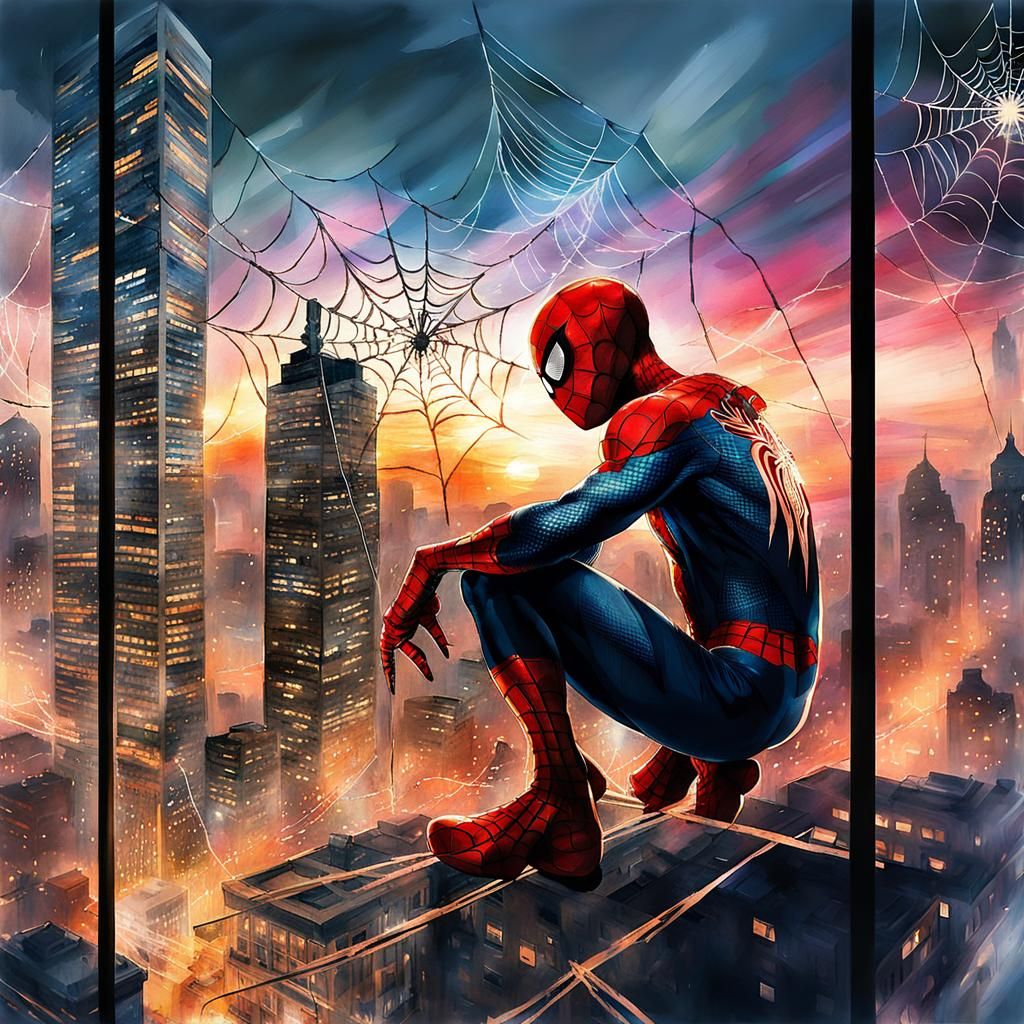 Cityscape Vigil: Spider-Man's Silent Watch