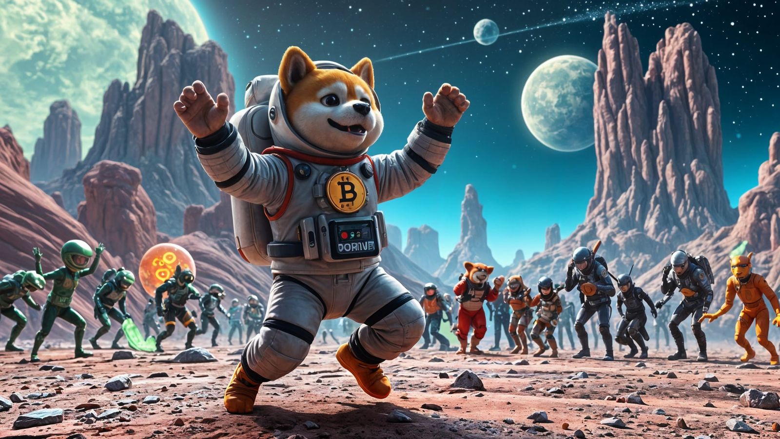 Shiba Inu Astronaut Breakdances on Alien Planet