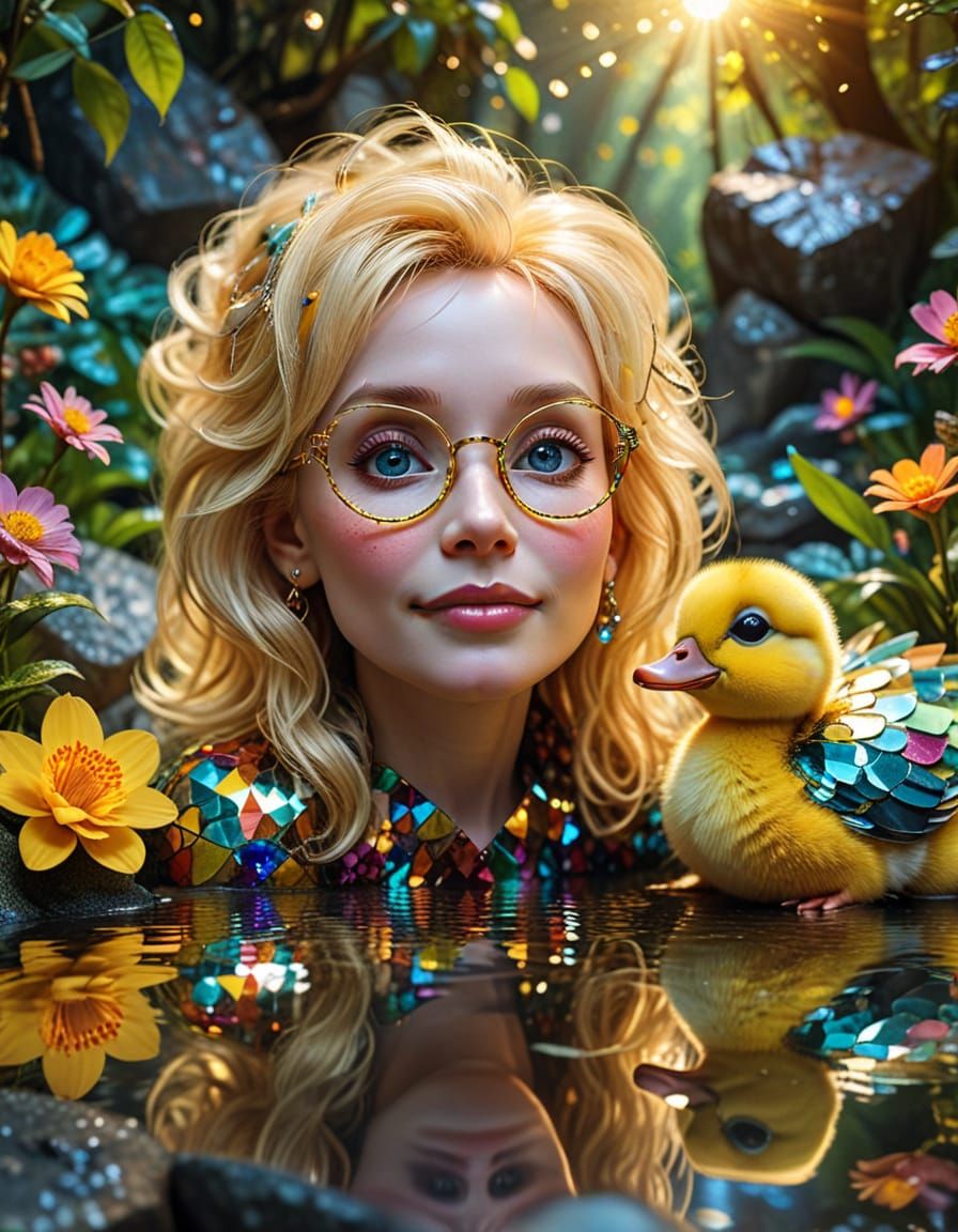 Surreal Portrait of Woman with Geometric Designs