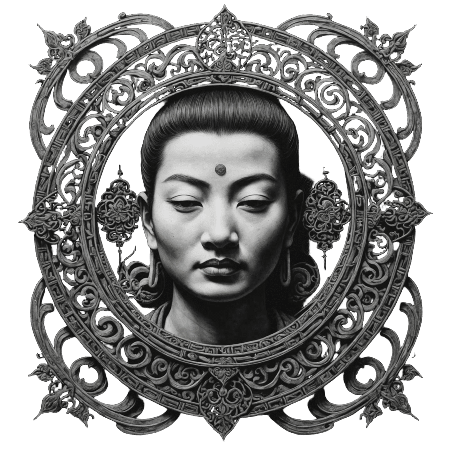 Hyperdetailed Charcoal Drawing of Zen Concept