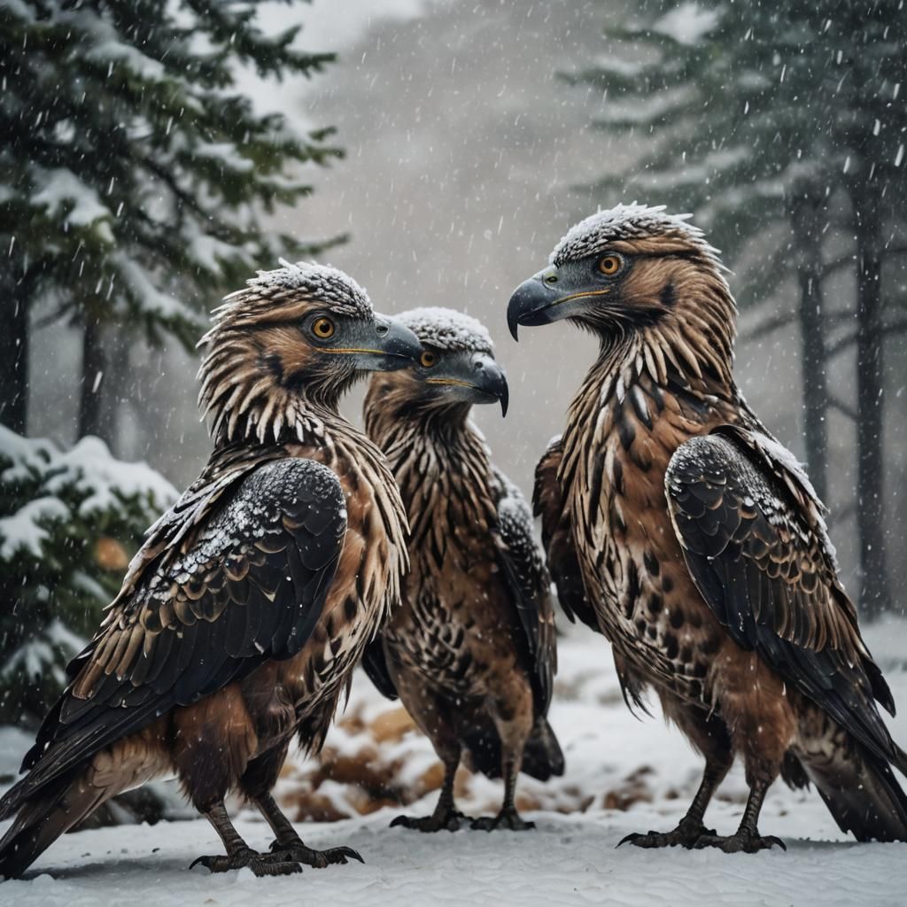 Birds Kissing in Heavy Snowfall: Cinematic Still