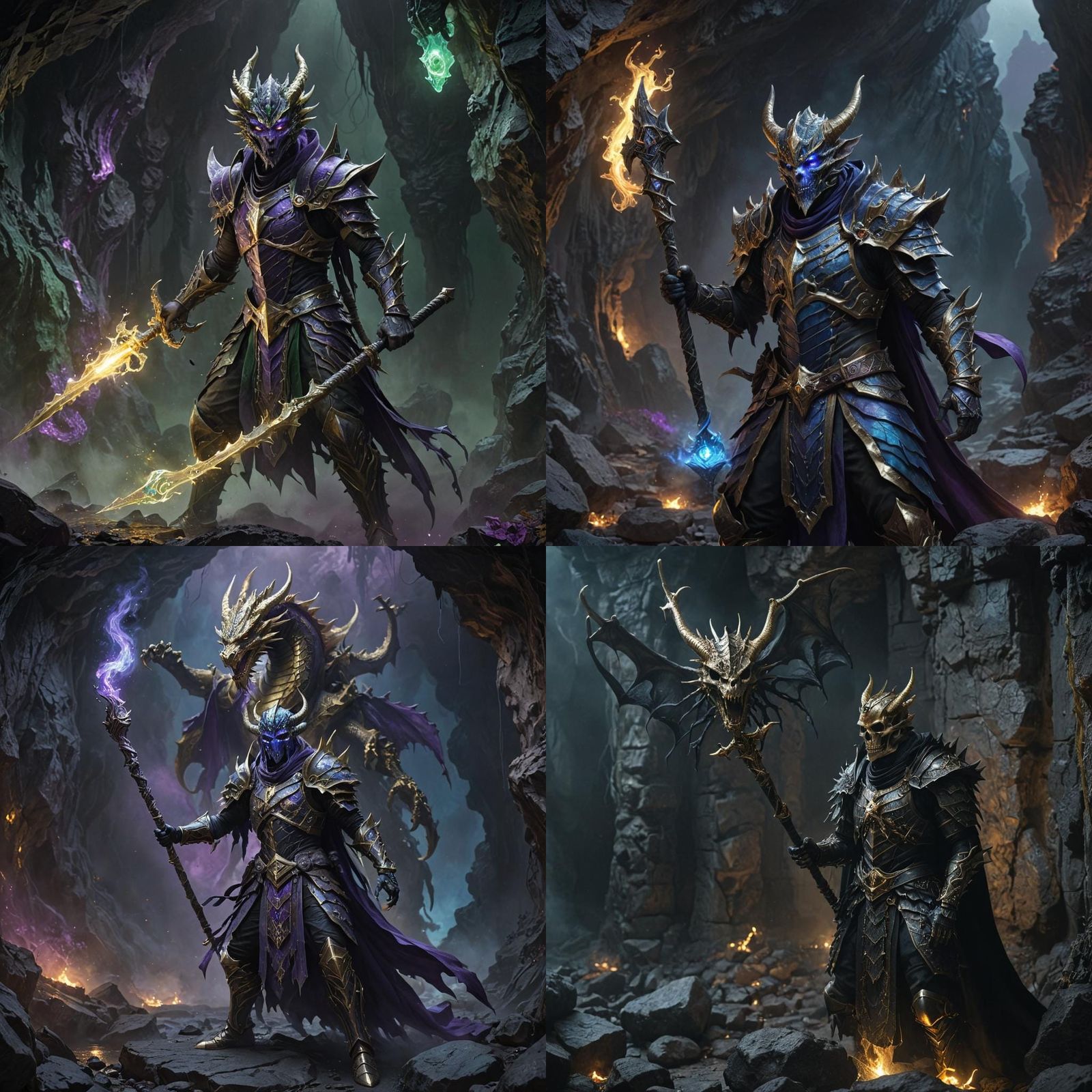 Necromancer in Dragon Armor Casting a Spell