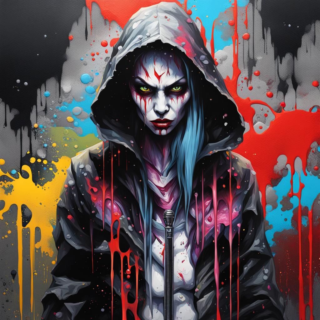 Colorful Graffiti Art of a Female Vampire