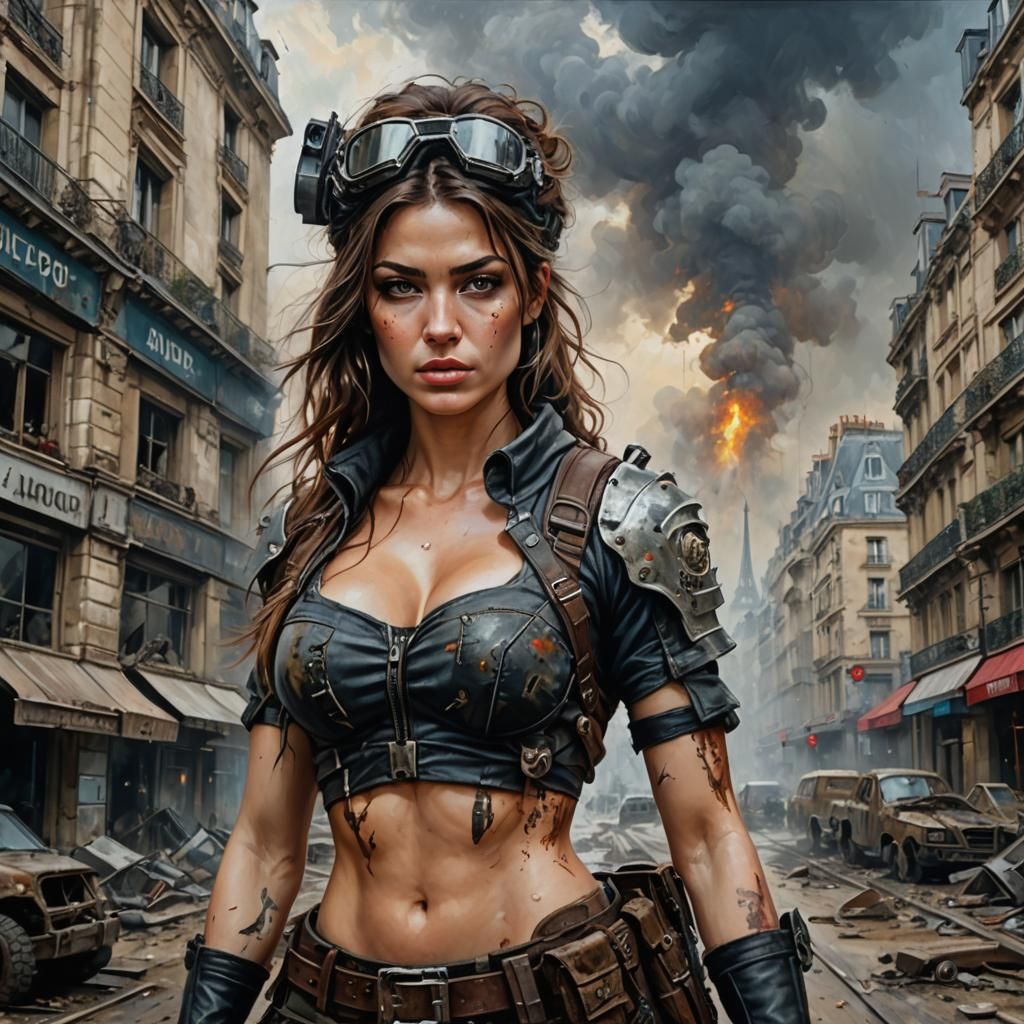 Post-Apocalyptic Beauty in Ruined Paris: Oil Painting