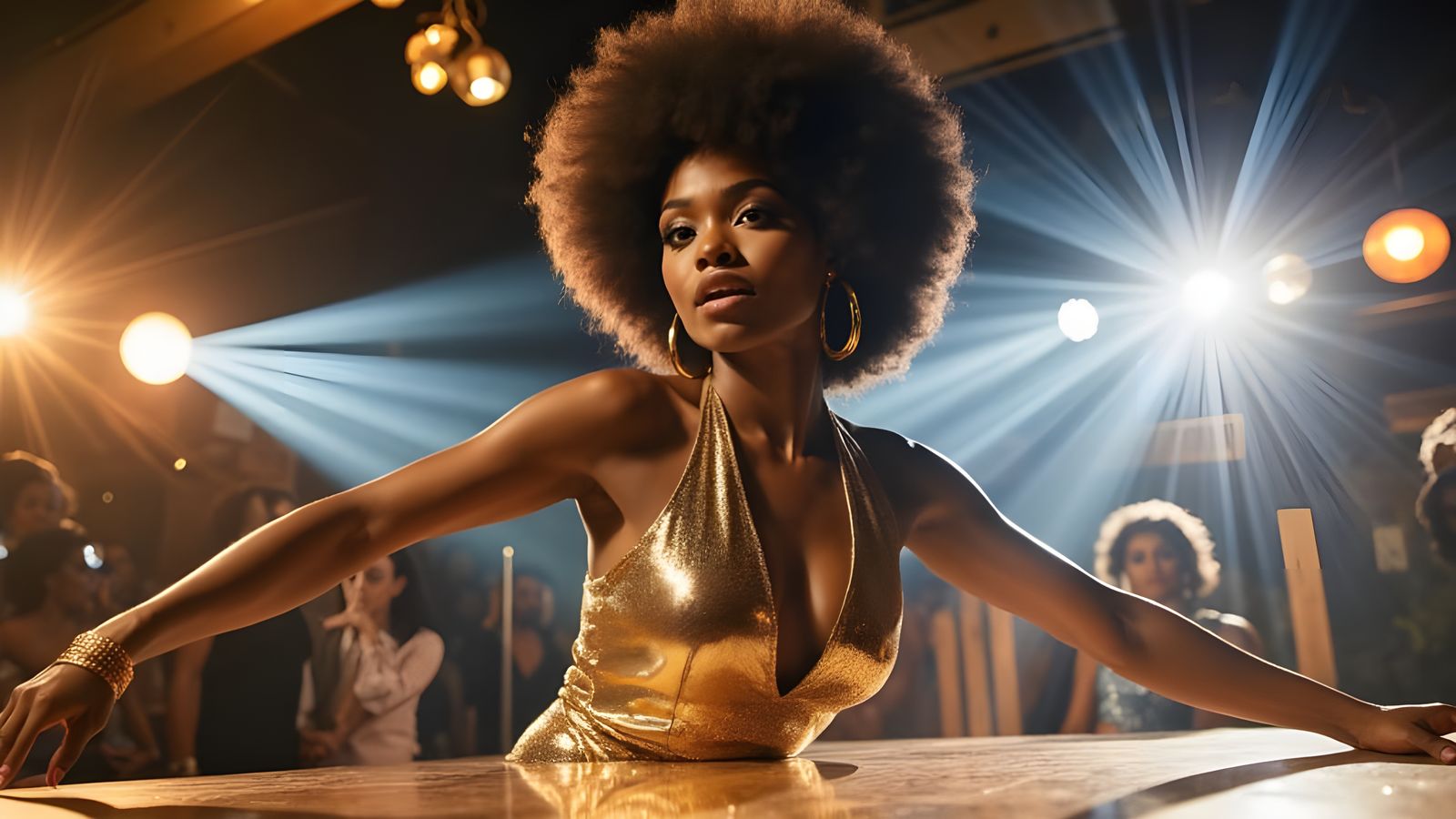 Dramatic Night Club Scene with a Flawless Disco Diva