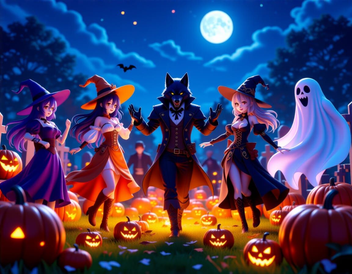 Haunted Harvest Festival with Supernatural Beings