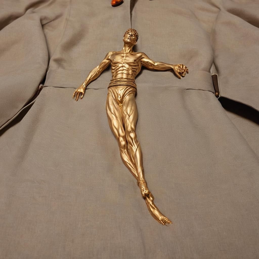 Radiant Figure in Linen and Gold