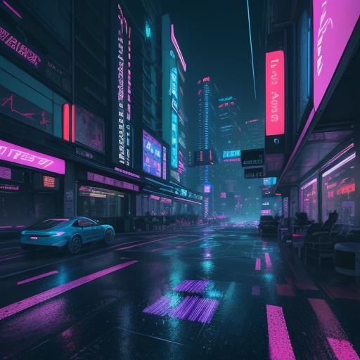 Cyberpunk Metropolis at Dusk in Anime Style