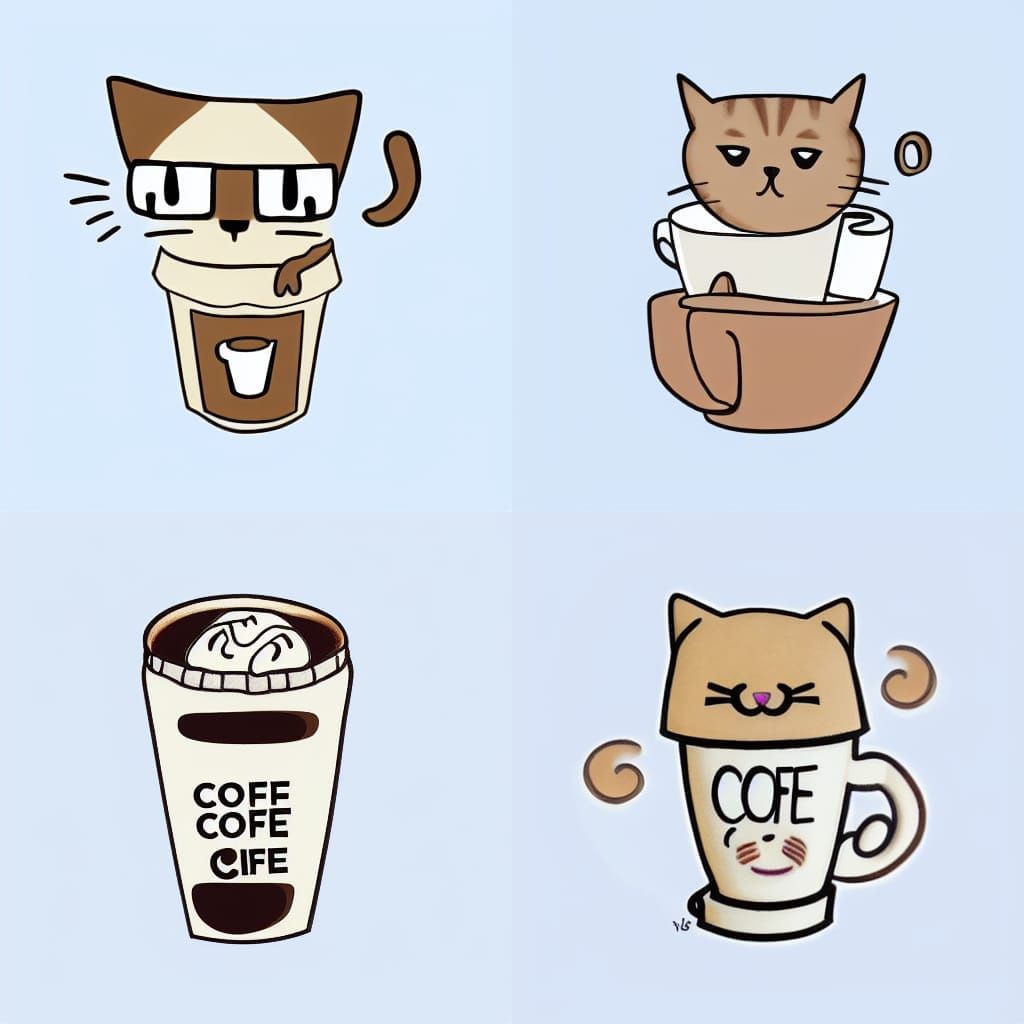 Whimsical Coffee Cat Illustration