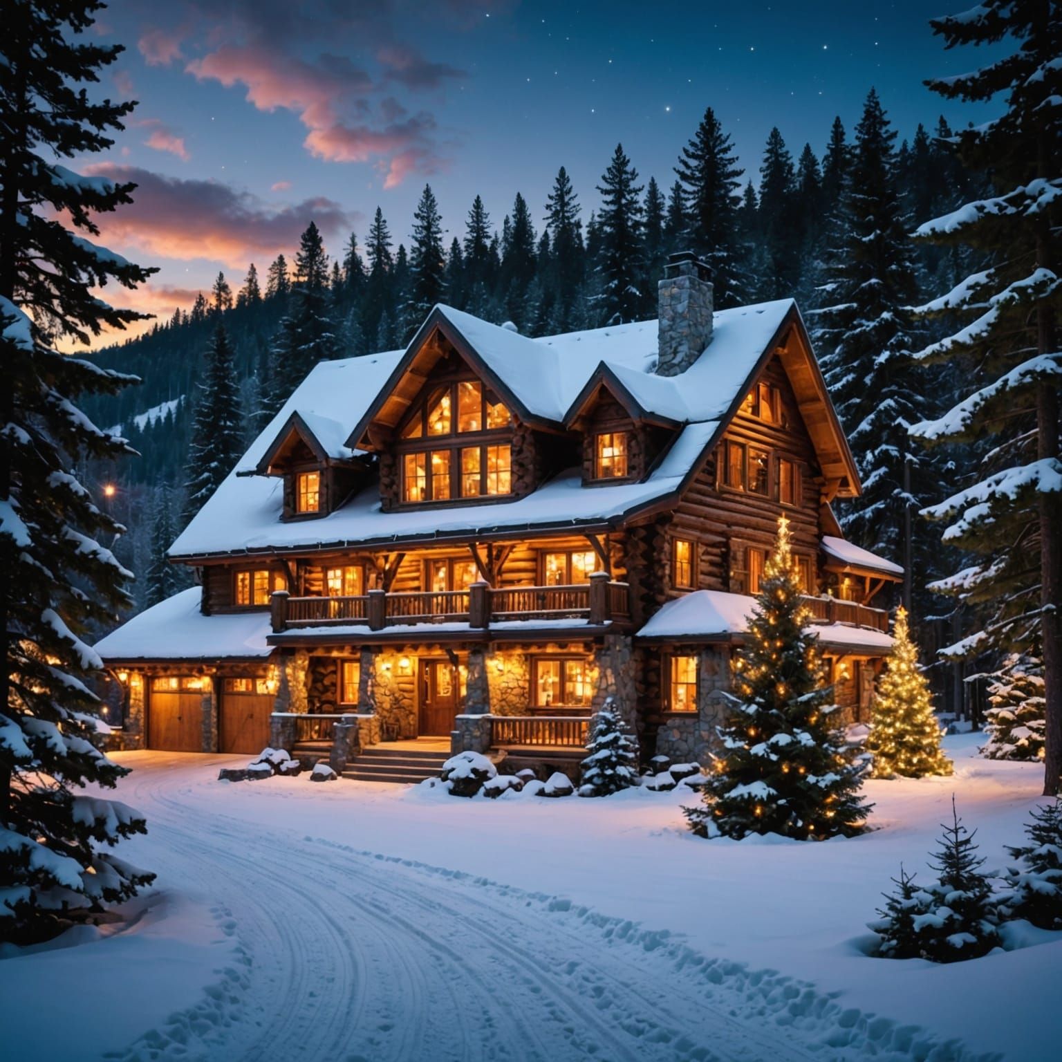 Holiday Lights Glow on Mountain Home