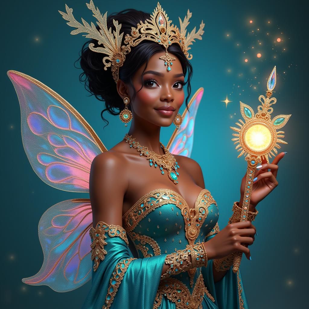 Modern Fairy Godmother Portrait in Hyperrealistic Style
