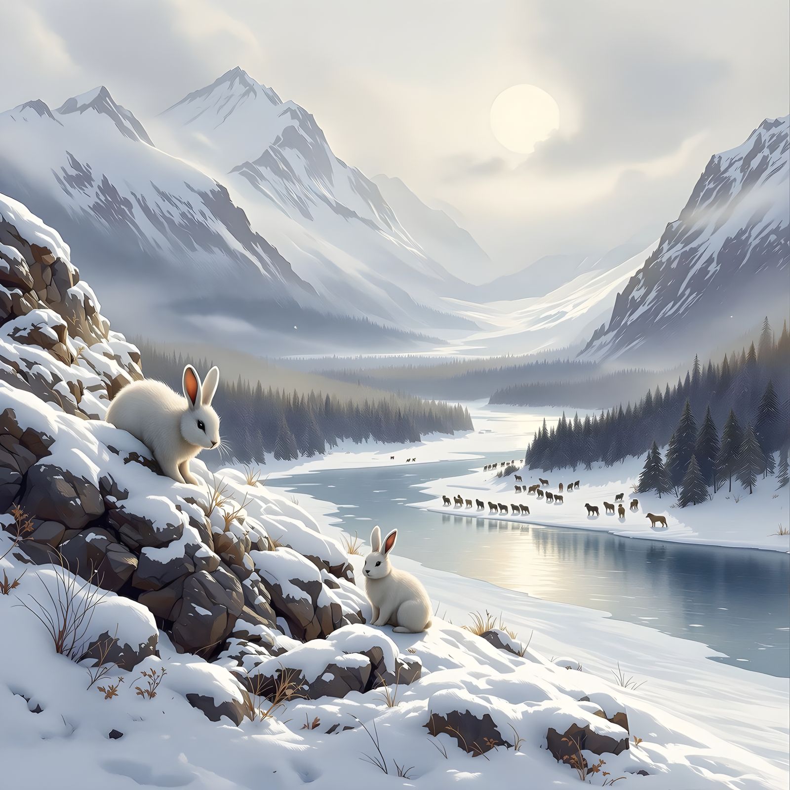 Winter Wonderland of the Arctic Hare